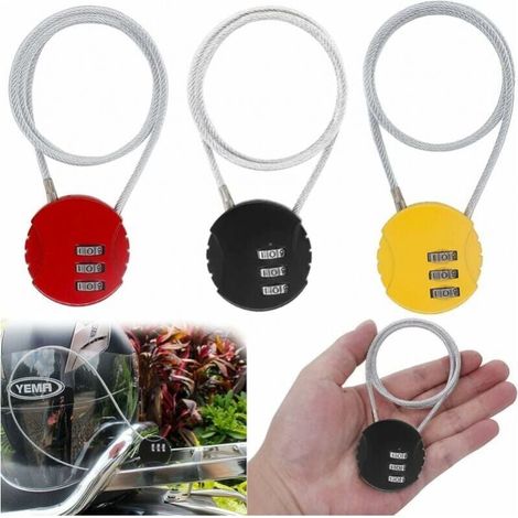 3-digit combination lock, 3-part helmet lock, luggage lock, suitable for all luggage, bicycles, gates, helmets, strollers, motorcycles YMYNY (1/4)