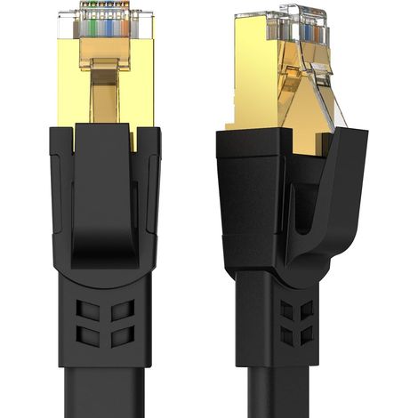 m CAT8-Ethernetkabel, schnelles und robustes Cat8-LAN-Netzwerkkabel (40 Gbit/s, 2000 MHz) mit vergoldetem RJ45-Stecker für Modem, Router, Switch, Spielekonsole, Xbox – Schwarz (1/5)