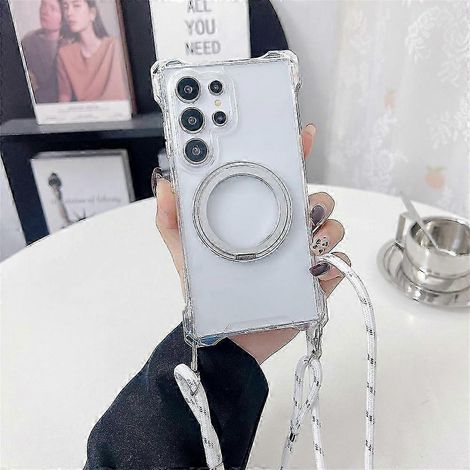 Magnetische Hülle mit Ring und ausklappbarem Ständer für Galaxy S25 Ultra, TPU- und PC-Schutzhülle, inklusive Sicherheitsband, robuster Smartphone-Schutz (1/4)