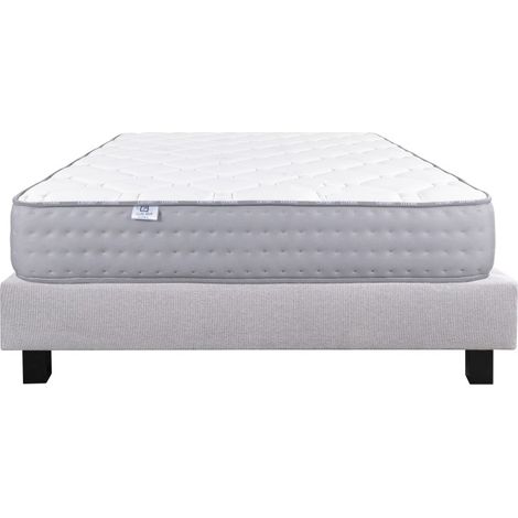 Ensemble Matelas Zen (20 cm) et Sommier (20cm) en bois massif, mousses haute densité, ferme, face été/hiver, 90x190cm (1/5)