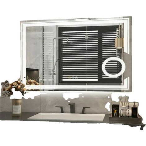 Specchio da bagno ingranditore a LED, sensore touch, antiappannamento, 60x80 cm (24x32 pollici) (1/2)