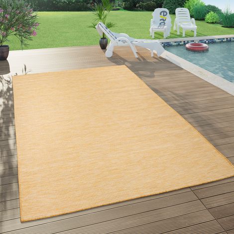 Paco Home Alfombra Interior Exterior Salón Balcón Terraza Tejido Plano Amarillo 60x100 cm (1/5)