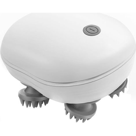 Masajeador de cuero cabelludo - Masajeador eléctrico de cuero cabelludo - Masajeador inalámbrico de mano - Masaje de cuerpo completo - Promueve el crecimiento del cabello, alivia el estrés - Blanco