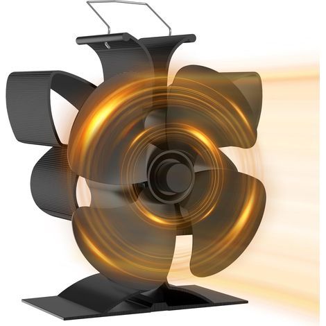 Ventilateur de poêle à bois 4 pales silencieux alimenté par la chaleur pour poêle à bois/cheminée/gaz/bûches de poêle (1/4)