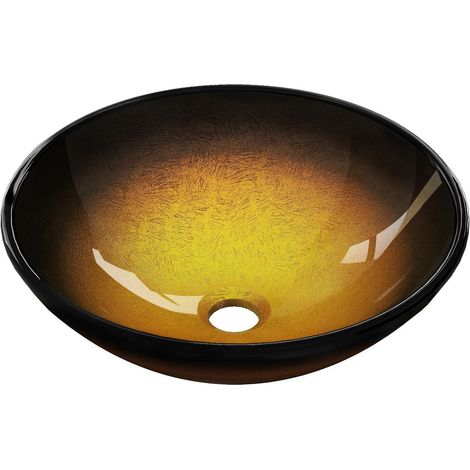 Mexen Mira Glaswaschbecken Aufsatzwaschbecken 42 x 42 cm, dunkles Gold - 24124251 (1/5)