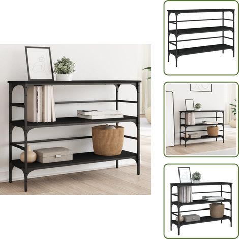 The Living Store Table console noir 100x32x75 cm bois d'ingénierie - Table Basse - Meuble D'entrée - Table D'appoint - Table Console - Table Industrielle (1/5)