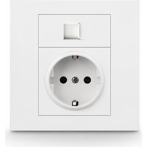 Prise allemande type F encastrable avec prise RJ45 réseau 16A 250V (1/5)