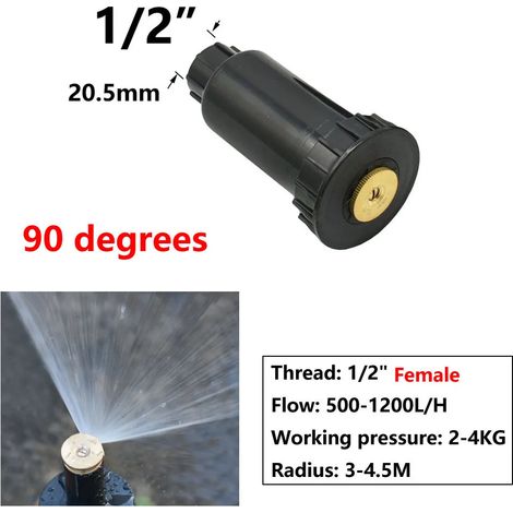 Arroseur escamotable à 90° (filetage interne 1/2 pouce) pour irrigation de jardin, rotation à 90°, 180° et 360°, 1 pièce (1/5)