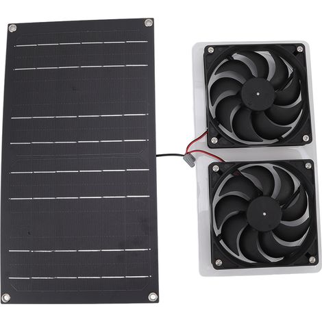 Panneau solaire 100W monocristallin avec kit double ventilateur pour petit poulailler, serre, cabane à chien, abri (modèle : panneau + 2 ventilateurs, sans batterie) (1/5)