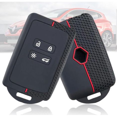 CSPARKV - Funda para llave de coche de silicona con 3 botones para Renault Clio Megane Koleos Kadjar Kangoo Twingo Talisman Captur Espace Dacia Duster (línea roja)