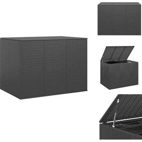 Garten-Kissenbox PE Rattan 145x100x103 cm Schwarz - Gartenkiste - PE-Rattan Box - Stauraum Im Freien - Gartensitzplatz - Wetterfestes Möbel (1/5)