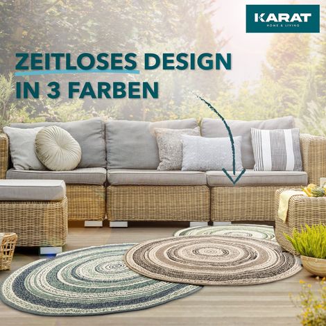 Karat Wohnteppich Zoe Beige-Grau Rund 120 cm Durchmesser