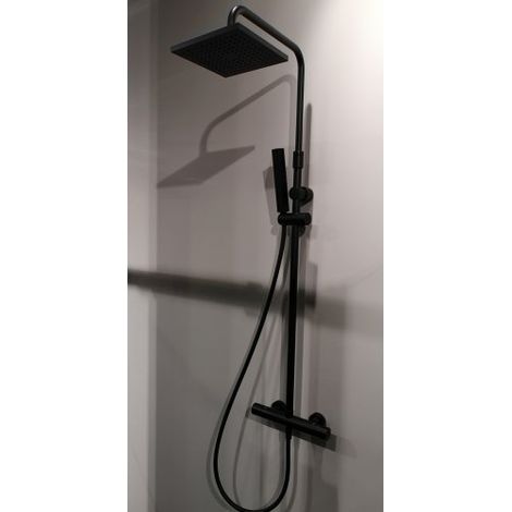 Colonne de douche thermostatique NOVELLINI EASY2 125 cm en chrome noir (1/5)