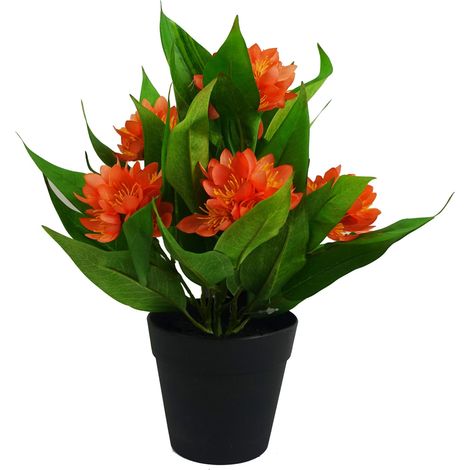 18cm Artificial Freesia Plant Orange Flowering (1/5)