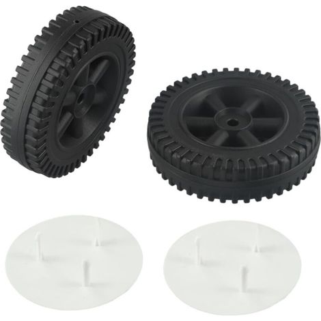 Lot de 2 roues de rechange en plastique robuste pour barbecues à gaz Charbroil et chariots de cuisine d'extérieur (noir + enjoliveur) (1/4)