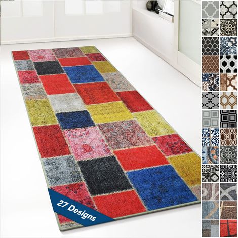 Tapis Ornement Vintage Oriental pour la Cuisine, Le Couloir et Le Salon 80 x 300 cm - Monsano Multicolore
