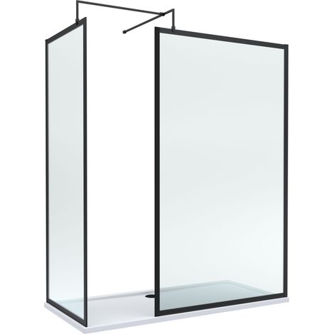 Balterley Framed Walk-In Wetroom Bundle with Tray and Waste, 1700x700mm, Matt Black (1/4)