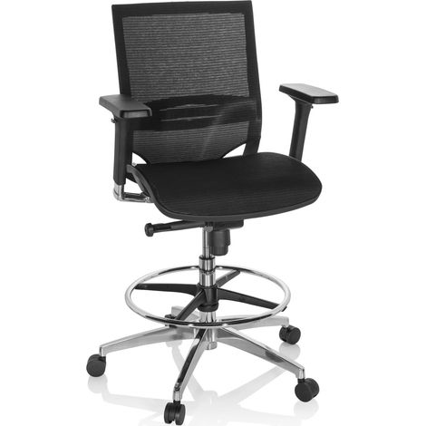 Arbeitsstuhl / Counterstuhl TOP WORK 78 Netz schwarz/schwarz hjh OFFICE (1/5)