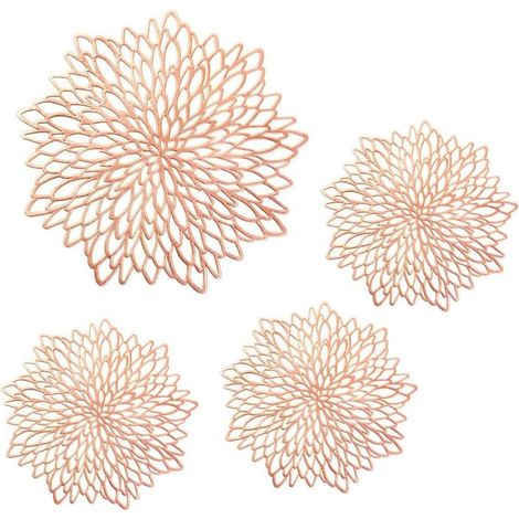 Lot de 4 sets de table ronds ajourés, en vinyle laminé antidérapant, décoratifs pour table à manger (1/5)