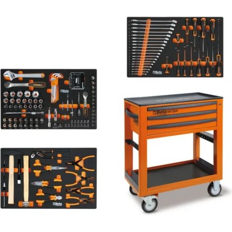 Beta BW 5000S/3M Carrello di servizio con cassetti e assortimento 189 Pz. - Arancione