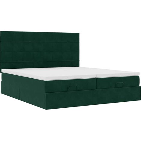 Maison Exclusive - Ottoman-Bett mit Matratzen & LEDs Dunkelgrün 1