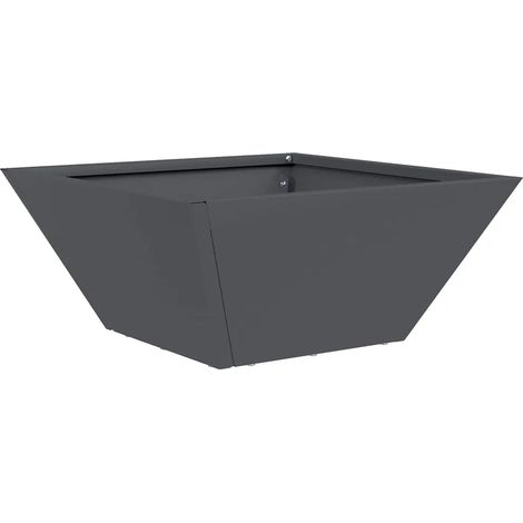 Cache-pot de jardin trapézoïdal moderne style contemporain 35 x 35 x 15 cm en acier anthracite