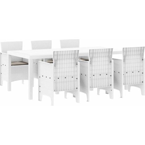 Ensemble de salle à manger pour jardin 7 pcs,Salon de jardin Blanc Rattan Polt CFW79578 (1/5)