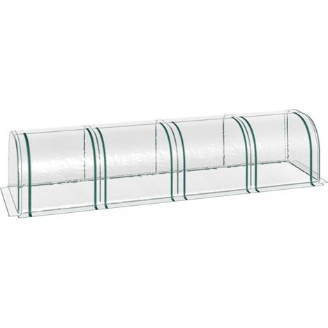 Tunnelgewächshaus, 4 Fenster mit Reißverschluss, Stahlrahmen, robuste und transparente Abdeckung, 395 x 100 x 80 cm