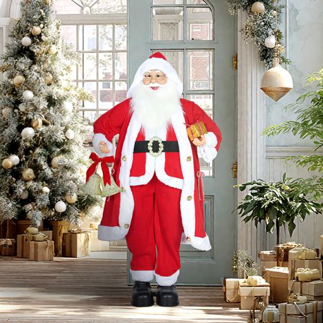 Père Noël 1,15 m Père Noël debout avec corde cadeau et clochette de Noël Indoor, rouge (1/5)