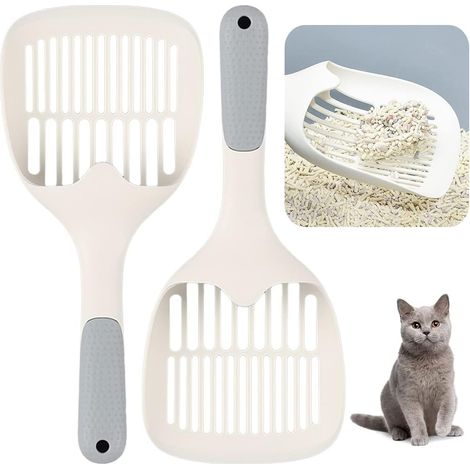 MINKUROW Katzenstreu-Schaufel, 2 Stück Tragbare Haustier-Schaufel aus Kunststoff, Katzenstreu-Schaufel mit rutschfestem Griff für Katzenstreu-Reinigungsprodukte (1/3)