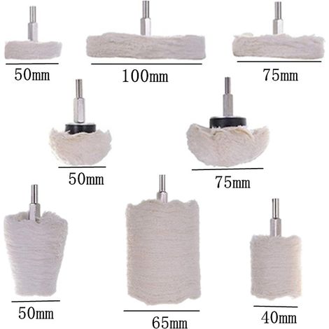 Lot de 8 disques de polissage en coton – Formes variées pour meuleuses – Polissage sans rayures sur métal, bois, verre (1/4)