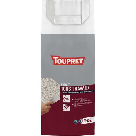 TOUPRET - Enduit tous travaux extérieur poudre 5kg blanc