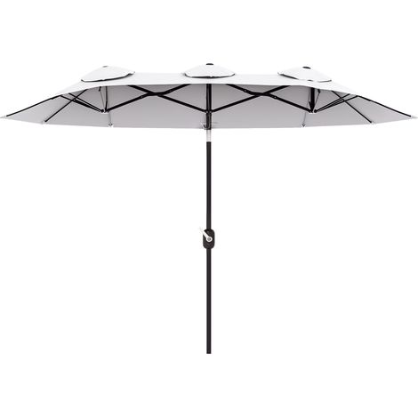 Ombrellone da Giardino Doppio Inclinabile con Apertura a Manovella, 295x152x222cm, Bianco