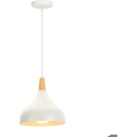 Lustre Suspension Rétro 20cm,Suspension Luminaire Moderne Style Goutte Chapeau Plafonnier E27 Métal Bois pour Salon Chambre (1/5)