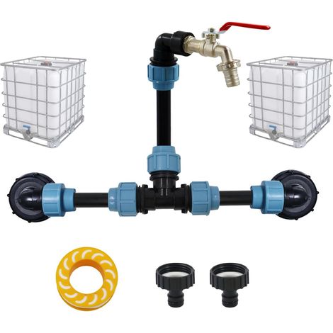 IBC connection kit for 1 to 2 rainwater tanks - with 3/4" gooseneck with or without container spout, for rainwater tanks, buckets, rain tanks, IBC containers (1/5)