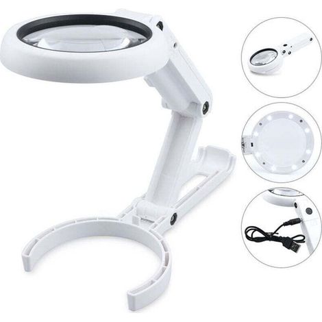 LED Loupe Lamp, Loupe Mains Libres Dimmable avec Lumière et Support, Loupe de Bureau (1/4)