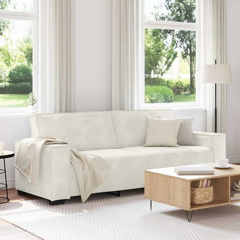 3-Sitzer-Sofa Creme 220x78x84 cm Samt