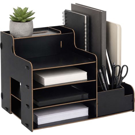 Relaxdays Dokumentenablage, DIN A4, Stehsammler, Büro, Home Office, HBT: 28x37x29 cm, Schreibtisch Organizer, schwarz (1/5)