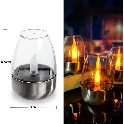 (Article A1) Bougie solaire LED étanche, lampe chauffe-plat solaire sans flamme pour extérieur, bougie rechargeable (1/5)