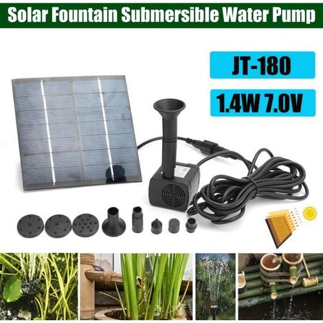 TEMPSA 1.4W 7V Énergie Solaire Pompe à eau Submersible Pr Fontaine Jardin Bassin Étang (1/3)
