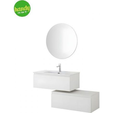 Composizione bagno sospesa separata Light Feridras 90 cm bianco opaco