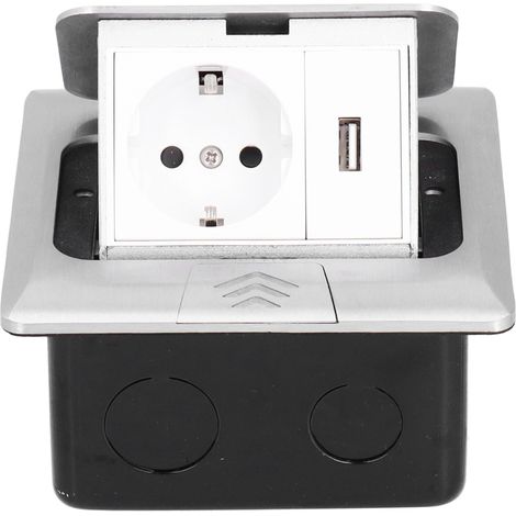Bodensteckdose mit integriertem Pop-up-System, EU-Standard, USB-Anschluss, 250 V, 16 A, Schnellverschluss (1/5)