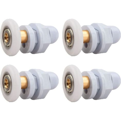 Roulettes Porte de Douche, 4 Pièces Roulette Porte Coulissante Douche en Laiton, Roulette Porte Coulissante, pour Remplacement de Douche Coulissante Verre Porte Coureurs Rouleaux (25MM) (1/4)