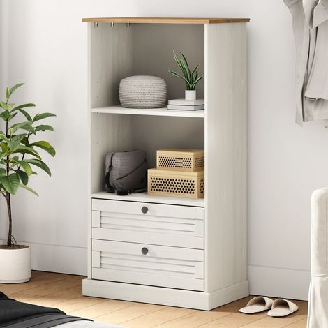 Bibliothèque, Étagère de Rangement, Meuble pour Dossier, Armoire de Rangement VIGO blanc 60x35x114,5 cm bois massif de pin AXZ39151 (1/5)