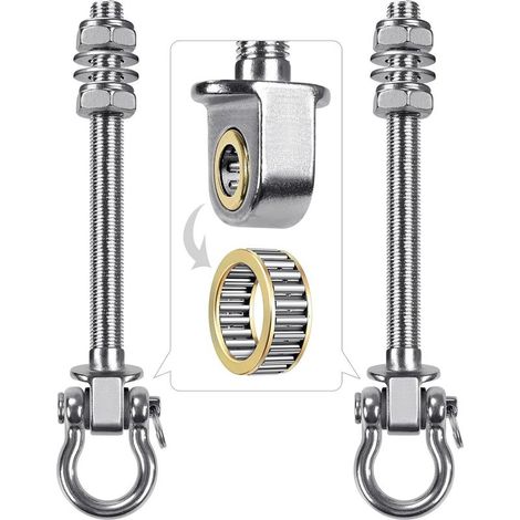 Lot de 2 crochets de plafond pour charges lourdes En acier inoxydable 304 Avec roulements pour fauteuil suspendu, véranda, terrasse, aire de jeux (1/5)