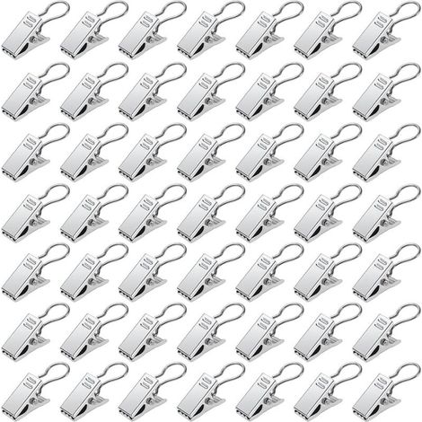 50 Pièces Pinces à Rideaux en Métal, Clips de Rideaux Acier Inoxydable, Pince Rideaux Decoration Crochets de Suspension, pour Chambre à Coucher, Salle de Bains, Décoration de la Maison, Argent (1/5)