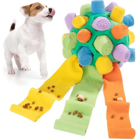 Balle à Renifler pour Chien Jouet à Renifler Interactive Tapis à Renifler Distributeur Friandises Chiot Alimentation Lente pour Petit Chien de Taille Moyenne(Vert Arc en Ciel) (1/5)