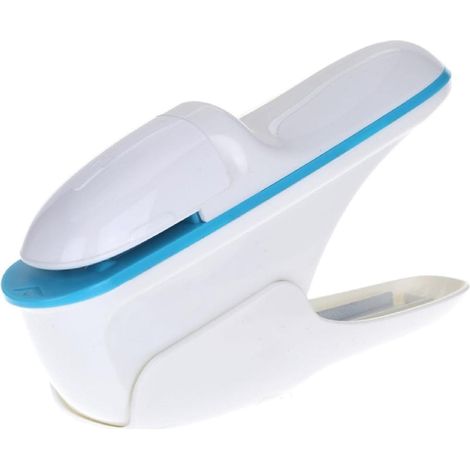 Agrafeuse sans agrafes pour documents de bureau, mini agrafeuse de bureau en ABS écologique et sûre, petite agrafeuse portative, blanche (1/4)