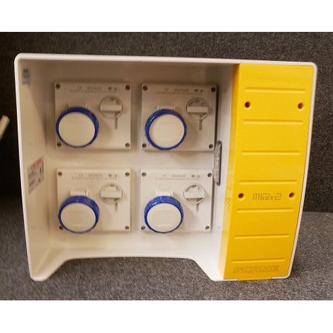 Borne coffret de distribution équipé de 4 prises 2P+T 16A 230V + protections modulaires differentiel étanche IP66 MBOX (1/3)