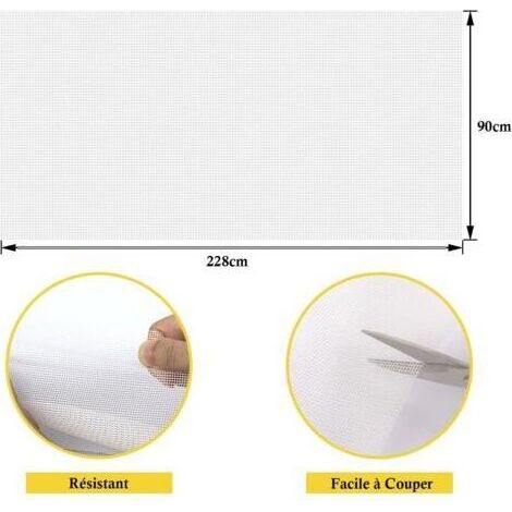 Moustiquaire Fenêtre de Remplacement, Filet 250x120cm DIY Super Durable, Maille Moustiquaire Protection Contre Insecte Moustique pour Porte, Résistant aux UV, Lavable & Indéchirable, Blanc (1/5)